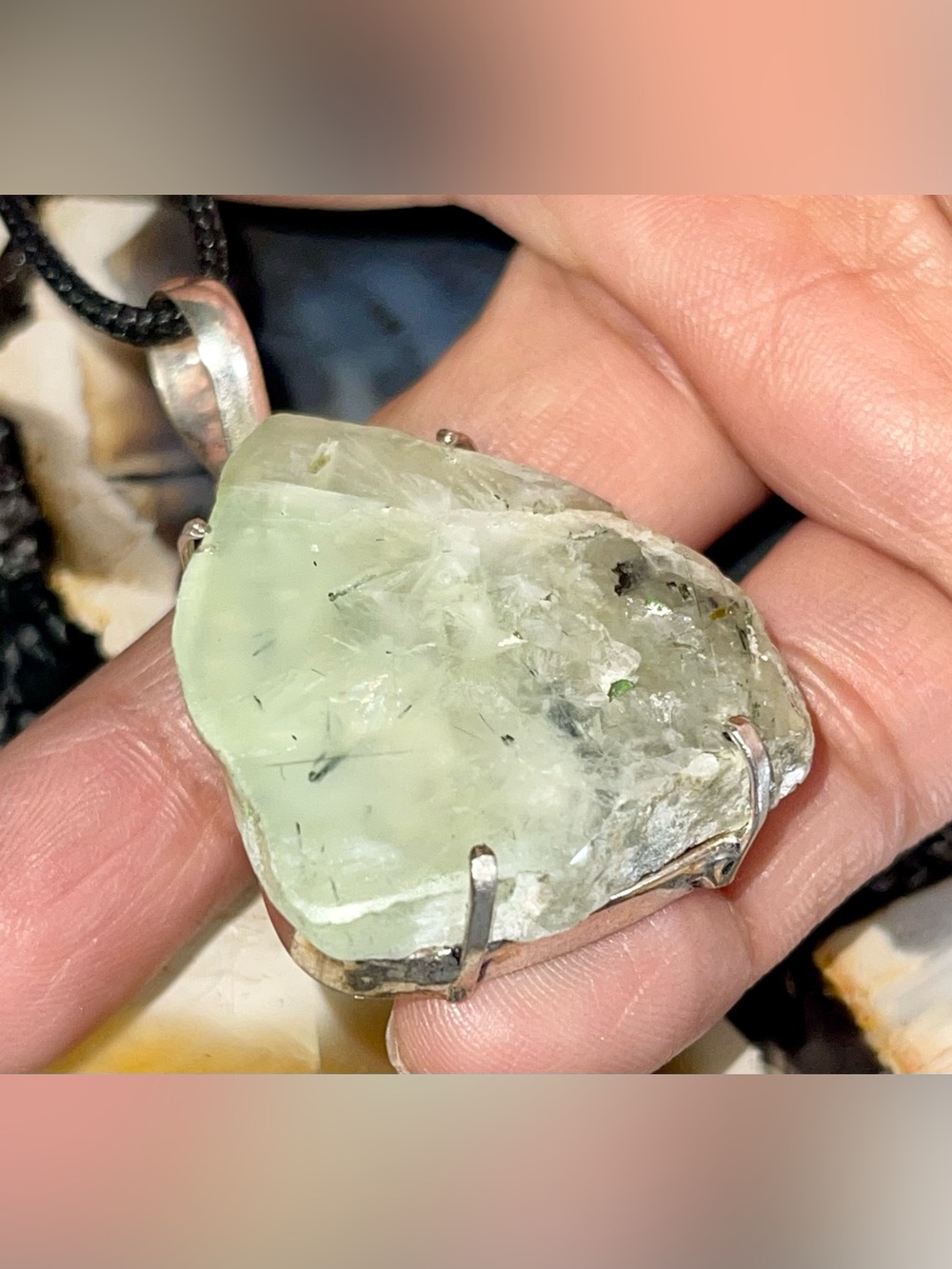 “Stone of Dreams” Yellow Green Prehnite Pendant 2”